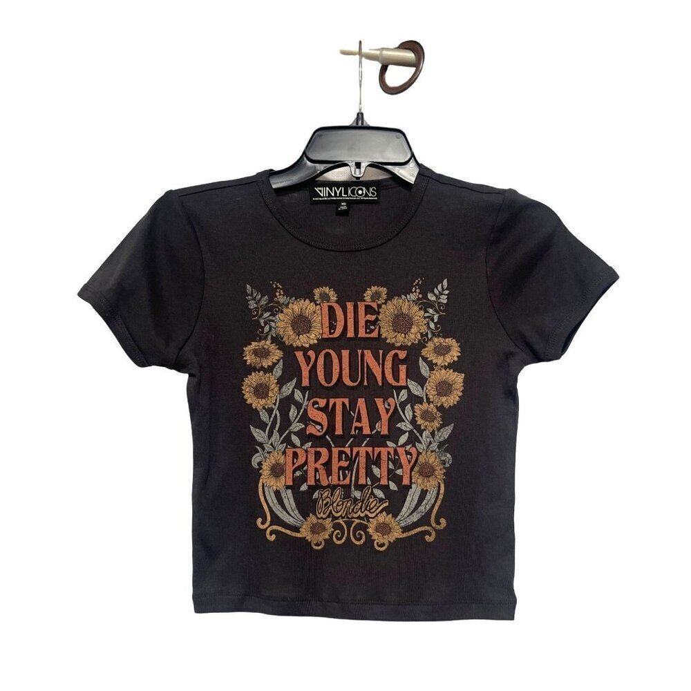 Vinyl Icons Die Young Stay Pretty Graphic T-shirt In Black